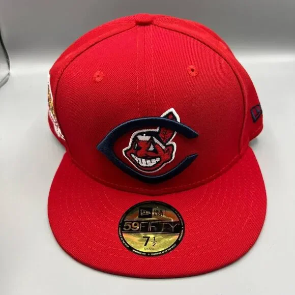 Cleveland Indians Guardians Hat Men 7 1/2 100 Years 59Fifty New Era Fitted New‎